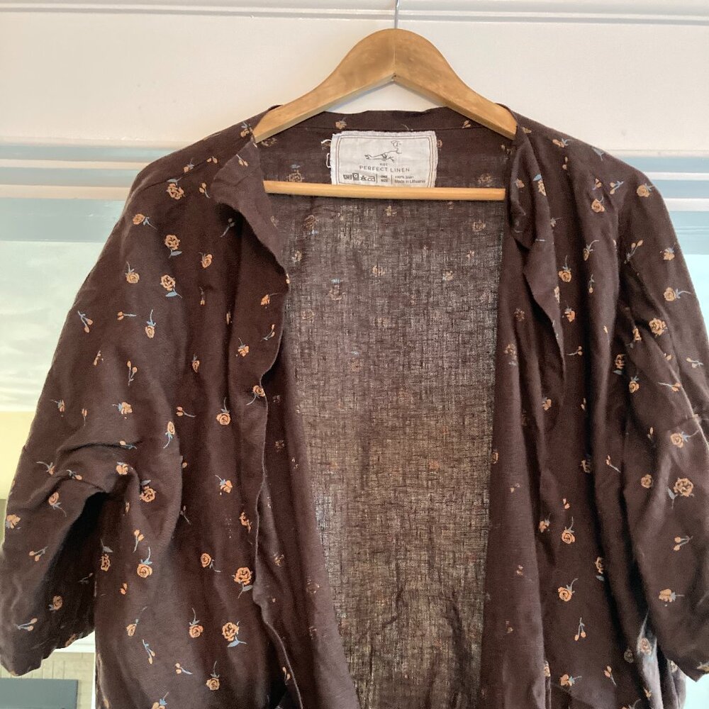 SINTRA linen cardigan jacket in midi length - Espresso Rose (retired color)